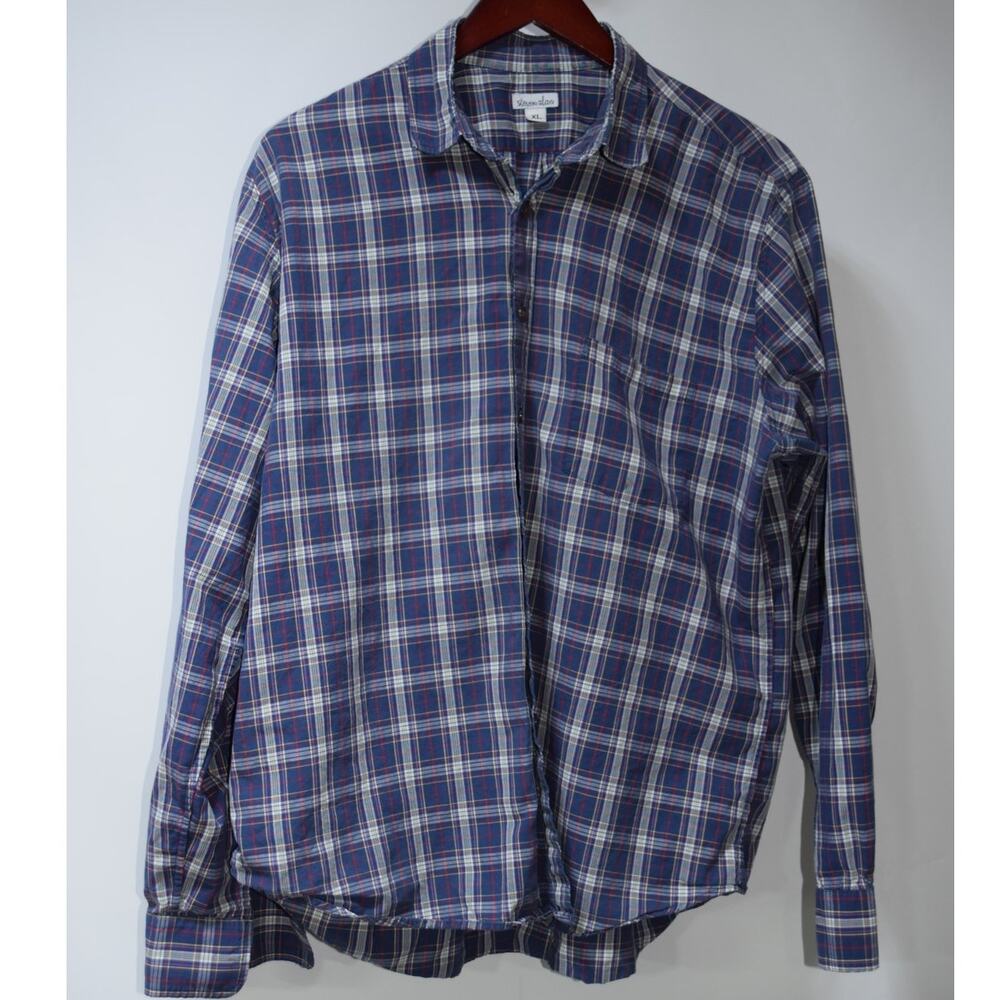 Steven Alan Plaid Button Down Shirt Men’s XL Blue Red Made in USA